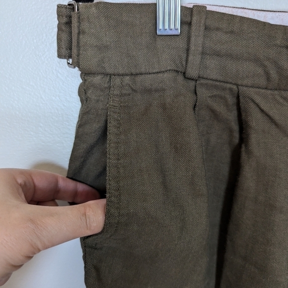 Reiss linen blend pants olive green sz 8 - Picture 5 of 12